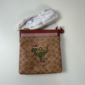 COACH Kitt Messenger Rexy Signature Crossbody Bag Purse Christmas Theme $175